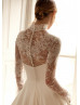 High Collar Ivory Lace Satin Fabulous Wedding Dress